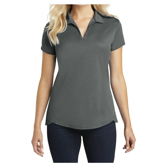 Ladies Trace Heather Golf Polyester Polo Shirt Charcoal Heather Large