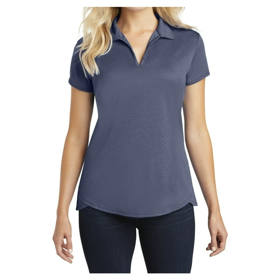 Ladies Trace Heather Golf Polyester Polo Shirt True Navy Heather 3X-Large