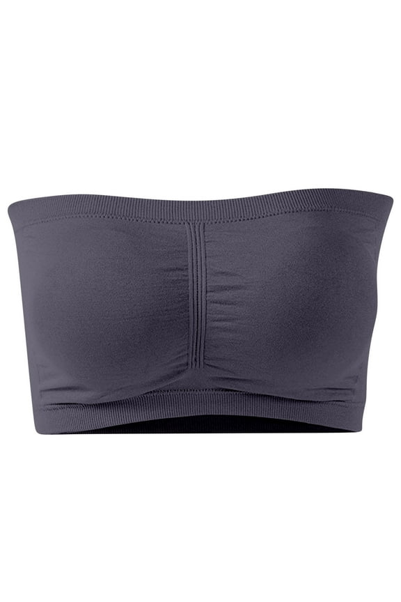 Ladies Traceless Comfortable No Underwire Bra Ruched Stretch Seamless Bandeau Solid Color All-Match Underwear