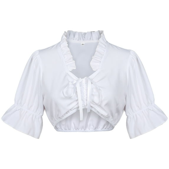 Ladies Traditional Dirndl Blouse Women's Bavarian Oktoberfest Costume Crop Top