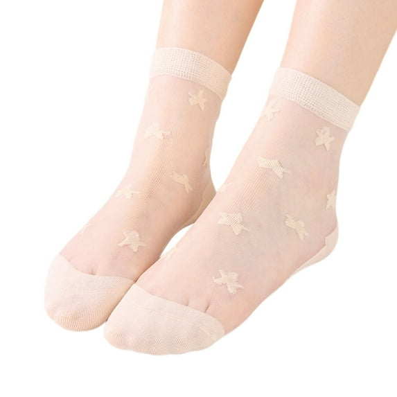 Ladies Transparent Star Stockings Soft Comfortable Breathable Summer Short Socks Fashionable Casual Glass Sheer Footwear
