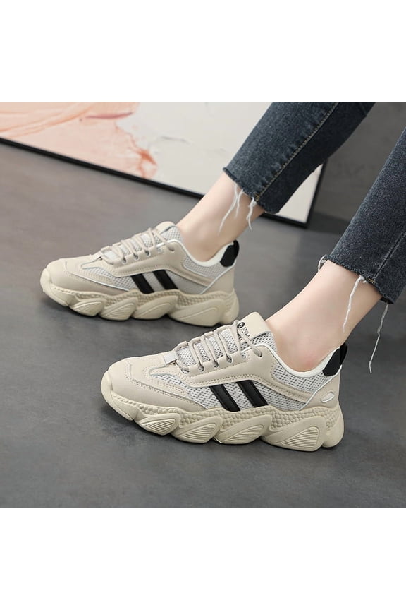 Ladies Trendy Retro Dad Sneakers, height boosting platform shoes with cushioned sole, breathable casual design, anti-slip wear-resistant footwear for commute, shopping and daily outdoor use