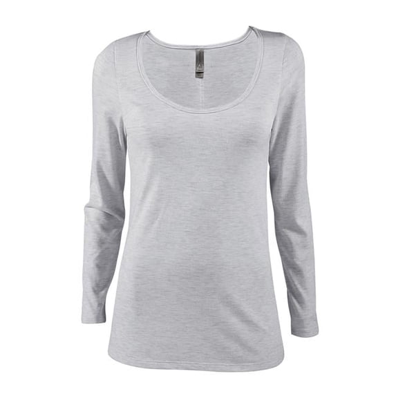 Ladies Tri-Blend Long Sleeve Scoop Neck T-Shirt, Athletic Heather - Small