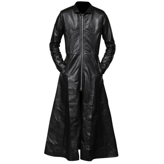 Ladies Trinity Matrix Black New Rock Gothic Leather Coat SouthBeachLeather
