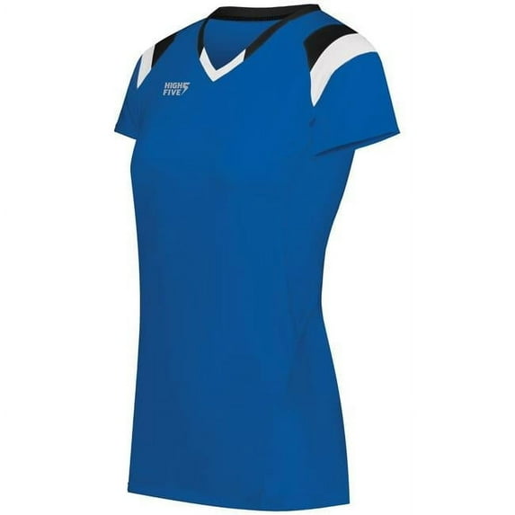 Ladies Truhit Tri-Color Short Sleeve Volleyball Jersey, Scarlet & Black & White - Medium