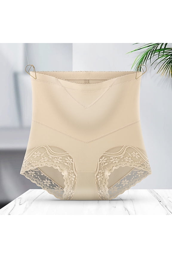 Ladies Tummy Tucking & Lifting Shaping Panties Lace Medium High Waist Breathable Panties Mesh Thong Panties plus Size Thongs Lot Leak Proof Underwear for Women under Wear Women Pack Vibrating Pantie's