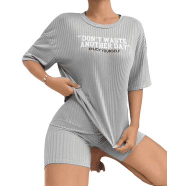 Ladies Two-Piece Set Short Sleeve Stretch Shorts Sportswear Set