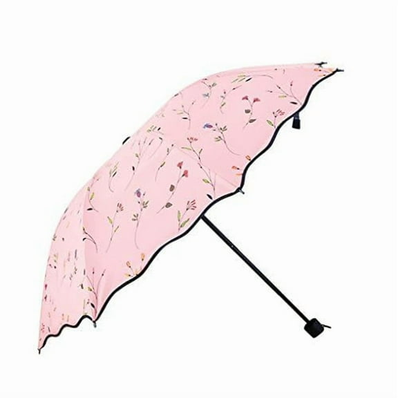 Ladies UV Protection Sun Rain Protection Parasol Folding Flower Umbrella
