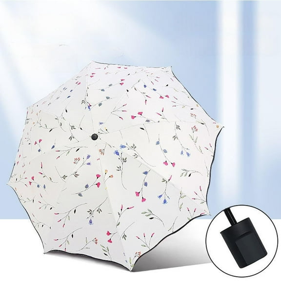 Ladies UV Protection Sun Rain Protection Parasol Folding Flower Umbrella