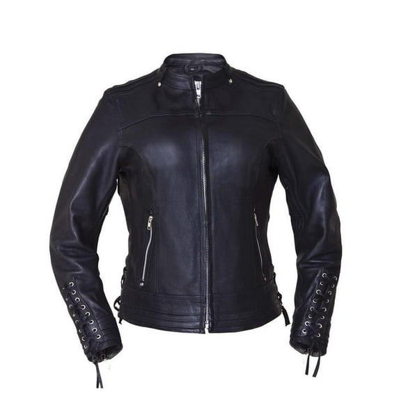 Ladies Ultra Motorcycle Leather Jacket,Black,Size - Medium