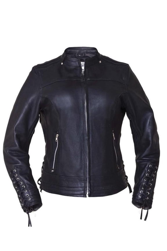 Ladies Ultra Motorcycle Leather Jacket,Black,Size - XL