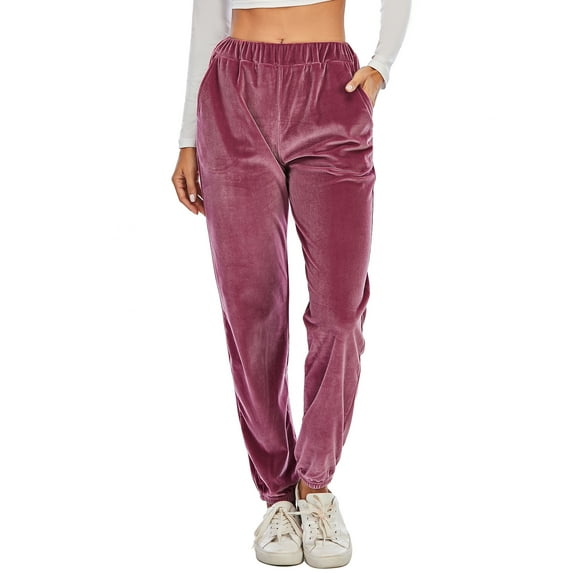 Ladies' Ultra Soft Velour Tracksuit Pants Active Pants Velour Velvet Jogger Sweatpants Casual Velvet Pants Winter Sweatpants Casual Plush Jogger Pant Activewear Red/Purple/Black/Blue
