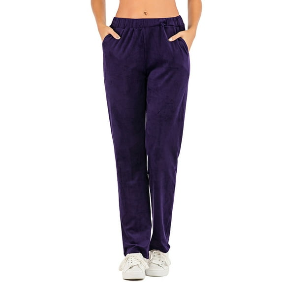 Ladies' Ultra Soft Velour Tracksuit Pants Active Pants Velour Velvet Jogger Sweatpants Casual Velvet Pants Winter Sweatpants Casual Plush Jogger Pant Activewear Red/Purple/Black/Blue