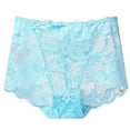 thumbnail image 1 of Ladies Underwear Panties Solid Lace Full Coverage Comfortable Panties Elegant French Cut Lace Underwear Womens Briefs Underwear Light Blue XXL, 1 of 3