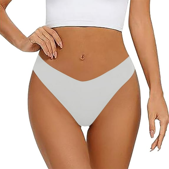 Ladies Underwear Panties - Women's Low Waisted Ice Silk Seamless Crotch Breathable T Shaped Large Underwear, Seamless Underwear for Women,Color: White Size: L