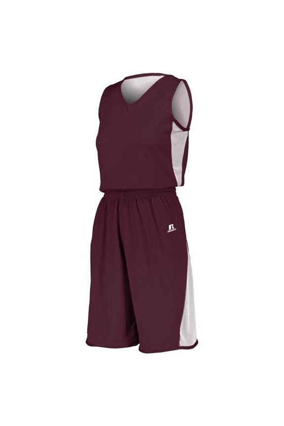 Ladies Undivided Single Ply Reversible Shorts, Maroon & White - Medium