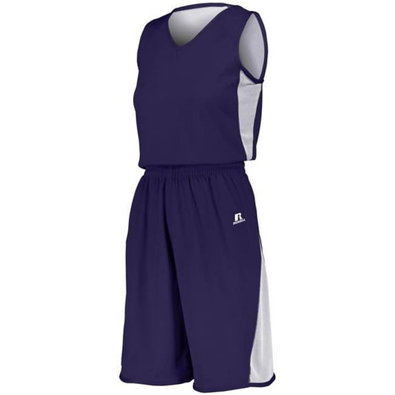 Ladies Undivided Single Ply Reversible Shorts, Purple & White - Large