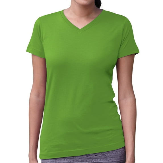 Ladies' V-Neck Fine Jersey T-Shirt APPLE L