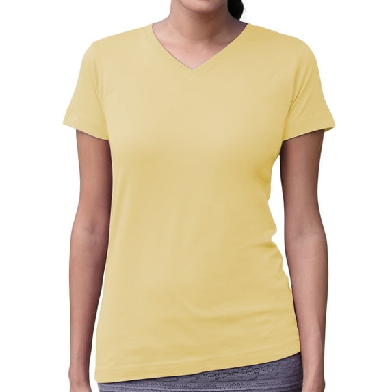 Ladies' V-Neck Fine Jersey T-Shirt BUTTER 3XL