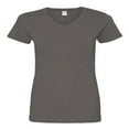 thumbnail image 1 of Ladies' V-Neck Fine Jersey T-Shirt - CHARCOAL - 3XL, 1 of 2