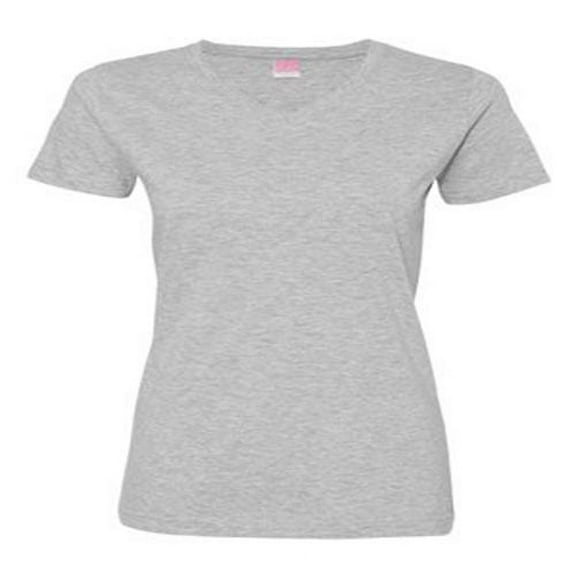 Ladies' V-Neck Fine Jersey T-Shirt - HEATHER - M