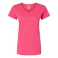 thumbnail image 1 of Ladies' V-Neck Fine Jersey T-Shirt - HOT PINK - L, 1 of 5