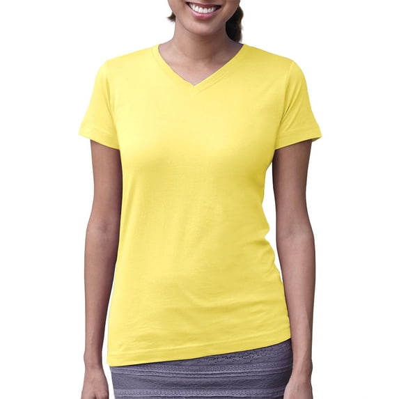 Ladies' V-Neck Fine Jersey T-Shirt YELLOW 2XL