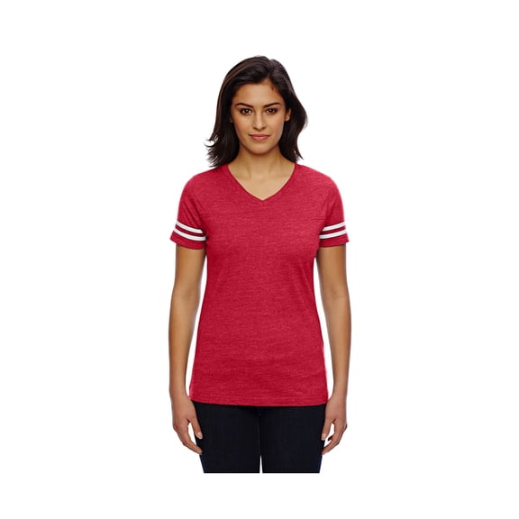 Ladies V-Neck Football Tee
