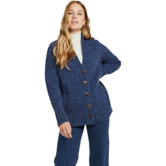Ladies V-Neck Irish Wool Cardigan Made By Aran Woollen Mills