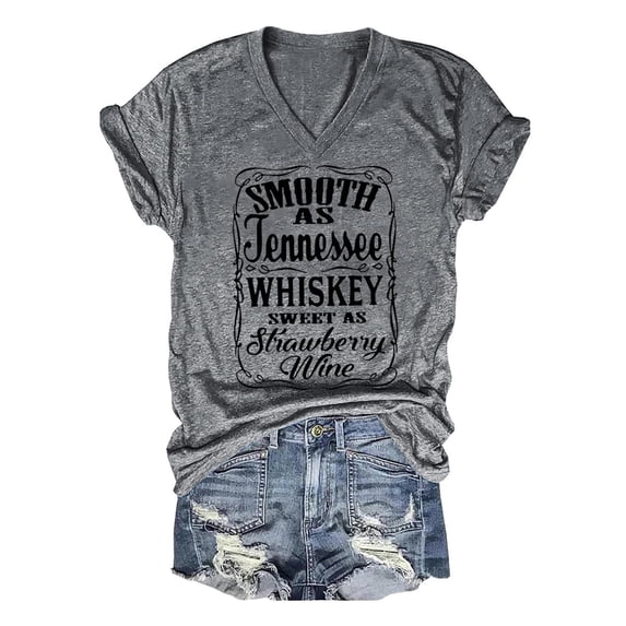 Ladies V NeckPrinted Short Sleeve T Shirt Casual Style Summer Top