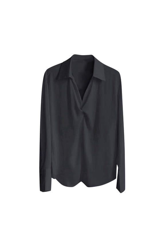 Ladies V Turtleneck Neck Faux Satin T Shirts Dressy Tops Tee for Women Long 3/4 Sleeve Plain Summer Fall Tee Shirt 2026 Soft Comfy Clothes Fashion