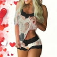 thumbnail image 1 of Ladies' Valentine's Day Lace Camisole And Patchwork Shorts Pajama Set With Sleeveless Casual Comfort, 1 of 6