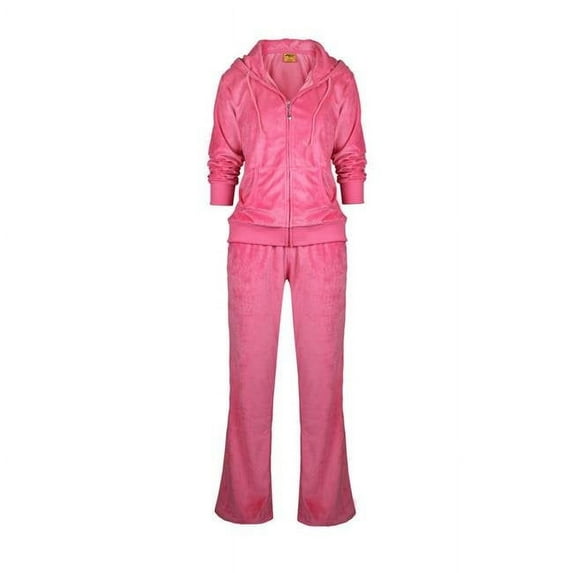 Ladies Velour Jogging Suit, Coral - Case of 12