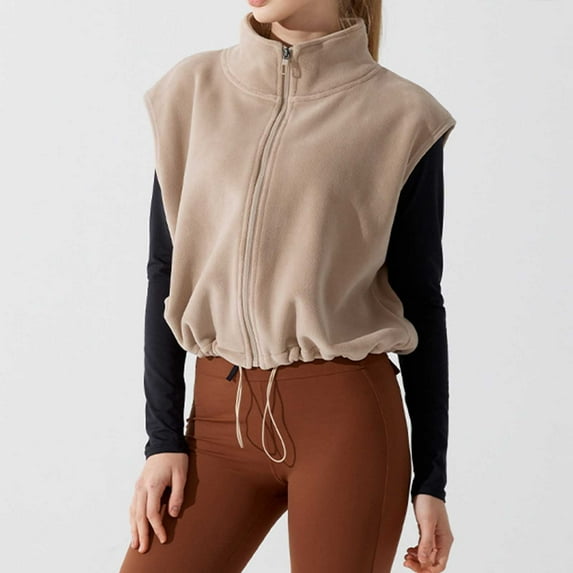 Ladies Vest With Stand Collar | Zip Up Sleeveless Jacket For Winter Sports & Leisure | Warm Cozy Fitness Top Sweater Dress Vest Split Tunic V Neck Sweater Vest Women Sleeveless Sweater Men Fall Winter