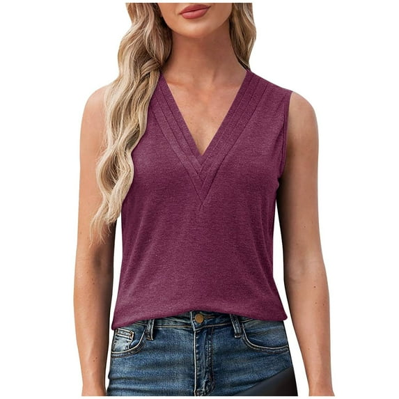 Ladies Vest Tops Vest Loose Fit Sleeveless Solid Color Summer Cami Tops Comfy Soft Ruched V Neck Going Out Tops Tanks Lightweight Casual Cotton Women Outfits Tees
