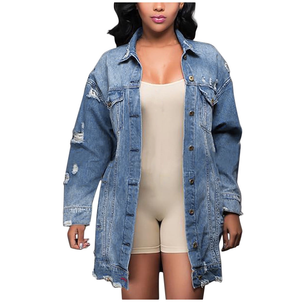 Distressed denim store shirt ladies