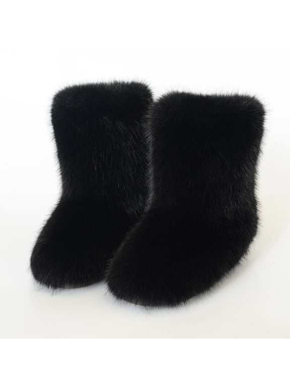 Ladies' Warm And Slip Border Imitation Midsole Imitation Raccoon Winter Boots