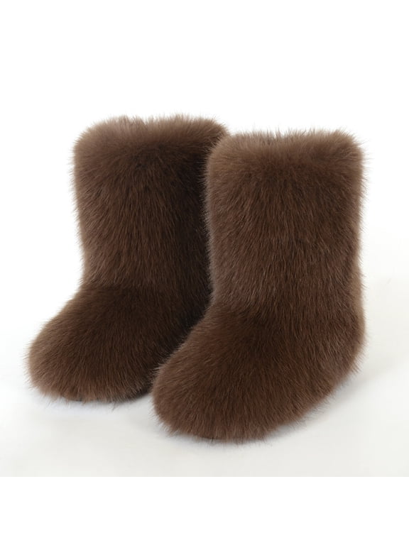 Ladies' Warm And Slip Border Imitation Midsole Imitation Raccoon Winter Boots