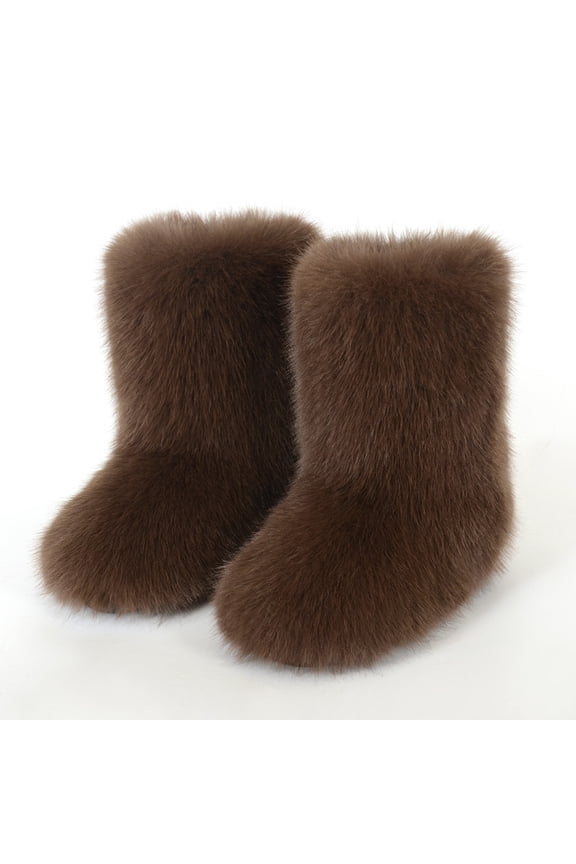 Ladies' Warm And Slip Border Imitation Midsole Imitation Raccoon Winter Boots