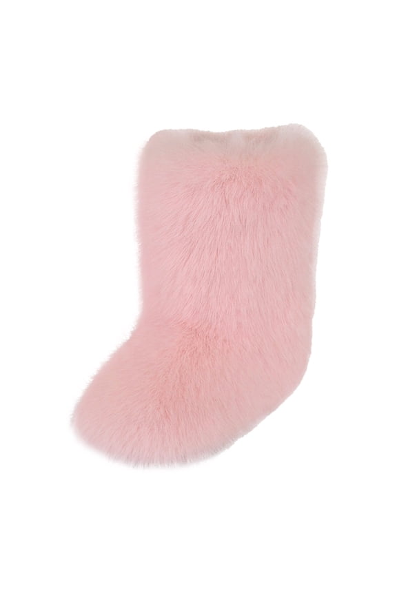 Women's Mid Calf Boots Fuzzy Fluffy Furry Warm Fur Lined Round Toe Winter Snow Boots Flat Shoes