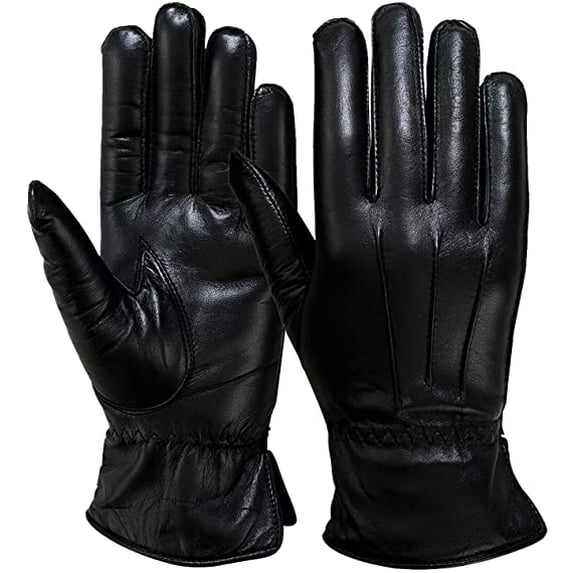 MRX Ladies Warm Winter Gloves Dress Thermal Lining Genuine Leather Black, XS