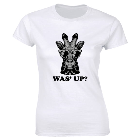 Ladies Was' Up Shirt Giraffe Cute Graphic Wildlife Animal Tee Women Tshirt