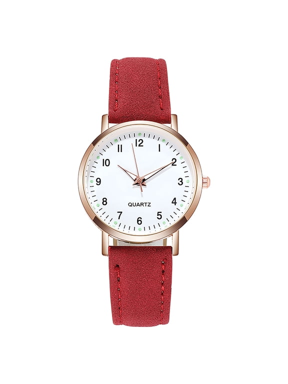 Clearance, Women Easy Read Everyday Watch with Numbers Creative Luminous Retro Female Watch PU Leather Analog Quartz Wrist Watch Birthday Gifts