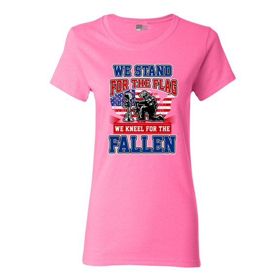 Ladies We Stand For The Flag And We Kneel For The Fallen USA DT T-Shirt Tee