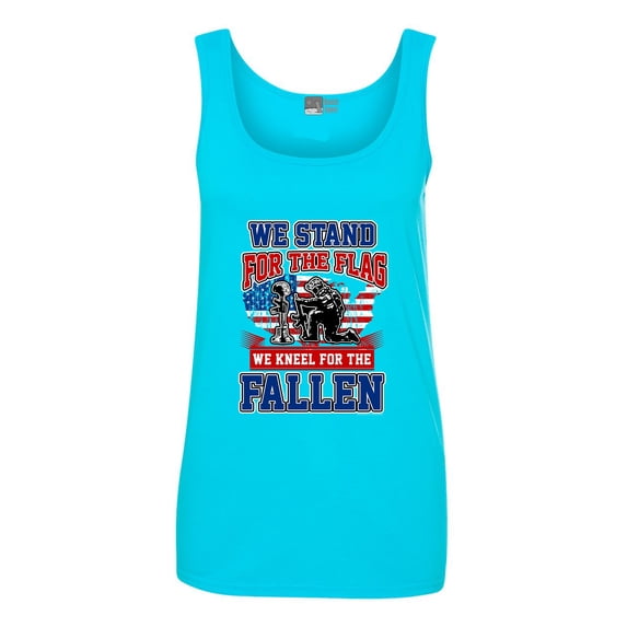 Ladies We Stand For The Flag And We Kneel For The Fallen USA DT Tank Tops