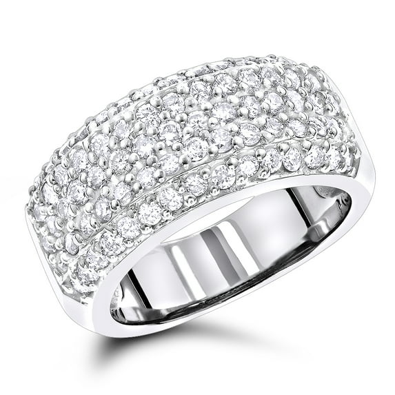 Ladies Wedding 14K Pave Set Natural 1.5 Ctw Diamond Band For Her (White Gold Size 9)