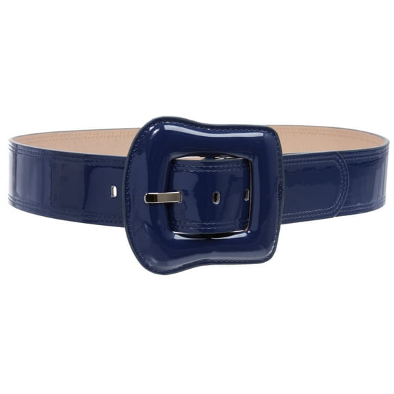 Women's 2" Wide High Waist Patent Belt with Bold Buckle