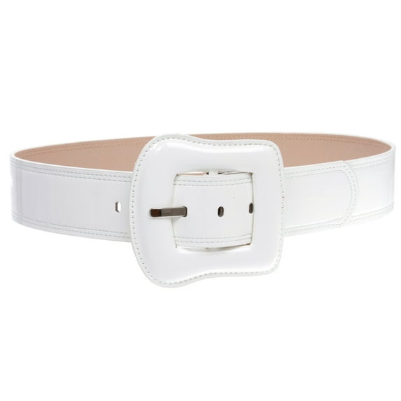 Women's 2" Wide High Waist Patent Belt with Bold Buckle