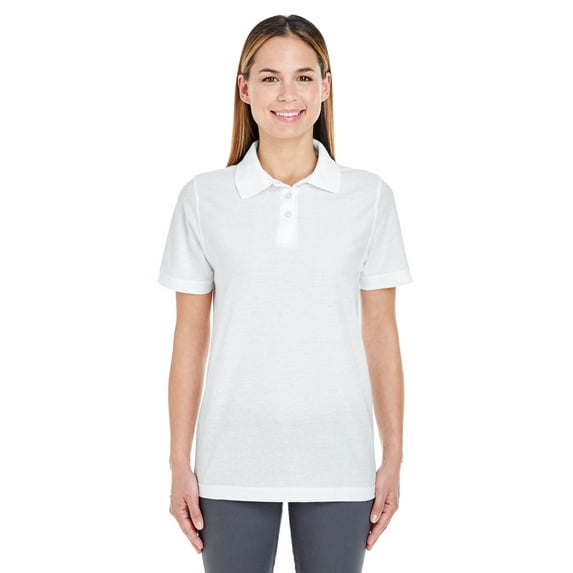ULTRACLUB 8541 LADIES' WHISPER PIQUÉ POLO, WHITE, XL, Pack 10, Womens Polo Shirts