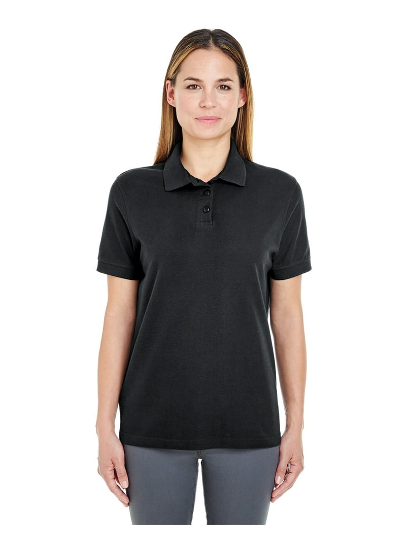 ULTRACLUB 8541 LADIES' WHISPER PIQUÉ POLO, BLACK, S, Pack
